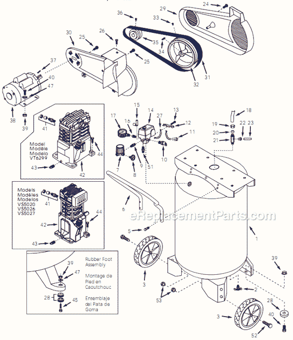 Page A Diagram and Parts List for VS5020 2001 Campbell Hausfeld Compressor